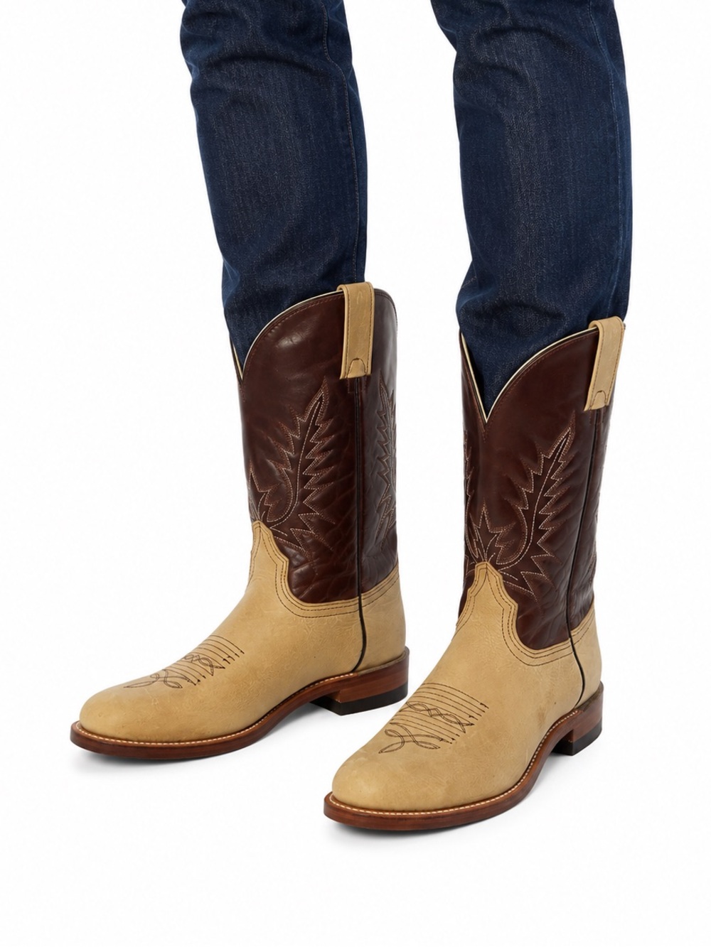 Size 8.5 Brahma by Canada West Men’s Two Tone Leather Cowboy‎ Boots
